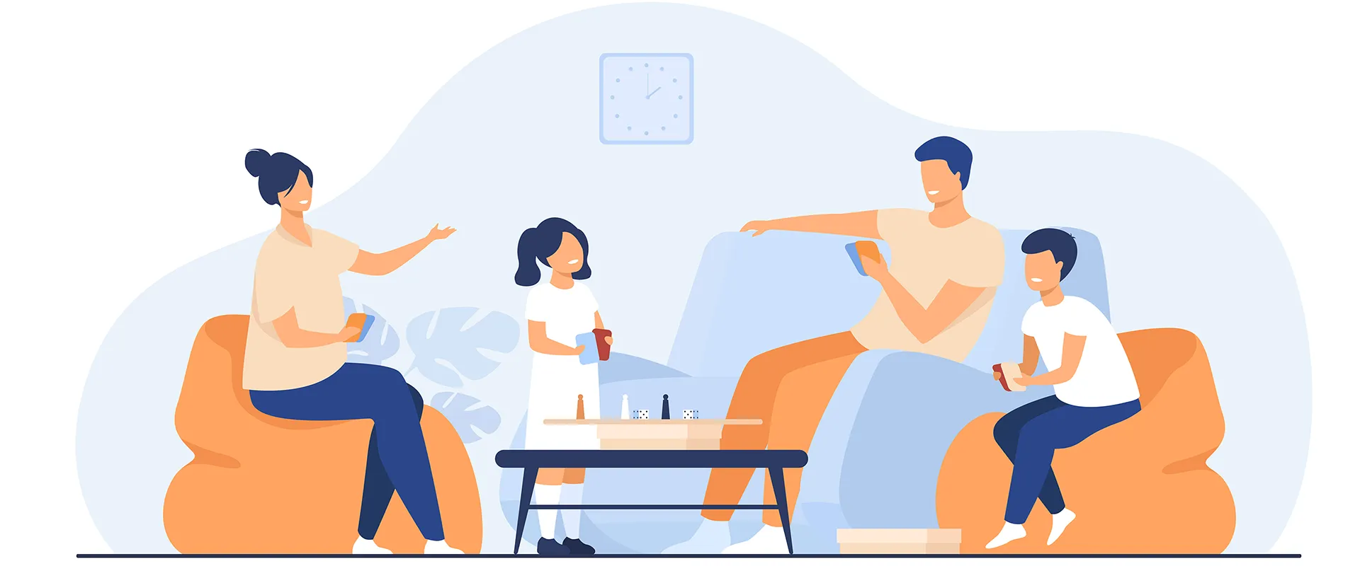 family relaxing at home